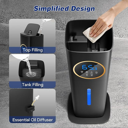 Humidifiers for Bedroom, 2.1Gal/8L Humidifier large room with Essential Oil Diffuser, Top Fill Whole House Cool Mist Humidifiers for Plants Baby Kids Adults(Black)
