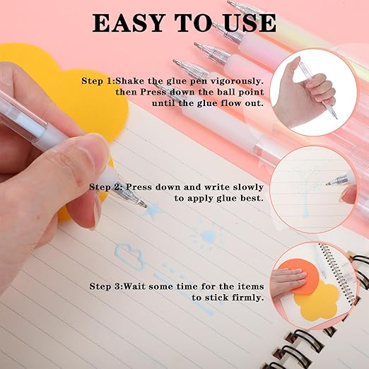 12Pcs Quick Dry Glue Pen Ballpoint Roller Glue Pen, Apply Glues Like Writing Easy Precise Control Fine Tip Tacky Pens Classroom Supplies for Crafting Scrapbook Card Making Foil Calligraphy Artist