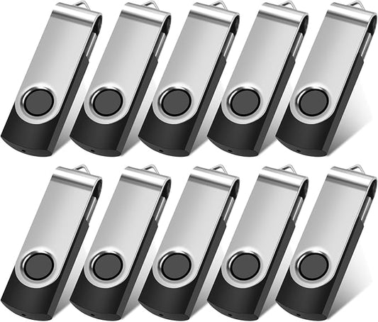 Generic 10 Pack 32GB Swivel Flash Drive Bulk USB Flash Drives, USB2.0 Thumb Drive USB Stick for Data Storage Backup, Jump Drive Pen Drive Zip Drive Memory Stick with Indicator(10Pack Black, 32GB)