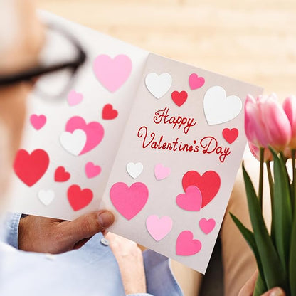 500pcs Foam Valentines Stickers, Self Adhesive Heart Sticker Valentines Decor, Matte Valentine Crafts for Little Ones Favor Supplies, Colorful Valentine Crafts DIY Card Envelopes Decorations