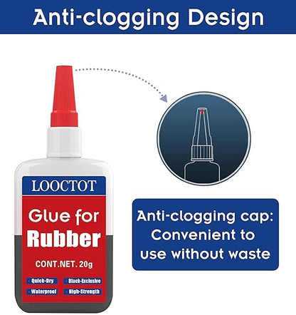Black Rubber Glue,Super Instant Glue Bonding Between Rubbers,Rubber and Other Materials;Instant Cement for Tire,Tube, Edge,etc(20g)