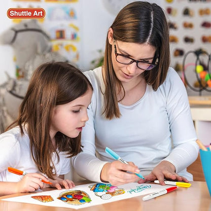 Shuttle Art Permanent Markers, 24 Colors Fine Point Assorted Colors Permanent Marker Set, Works on Plastic,Wood,Stone,Metal and Glass for Doodling, Coloring, Marking