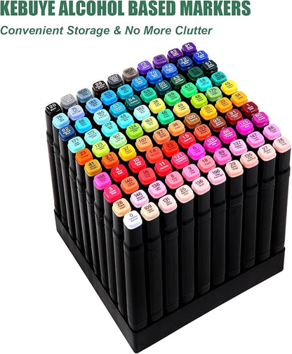 Duet Point Blender Markers for Kids and Adults: Professional Permanent Dual Tips Art Sketching Markers, 100 Colors
