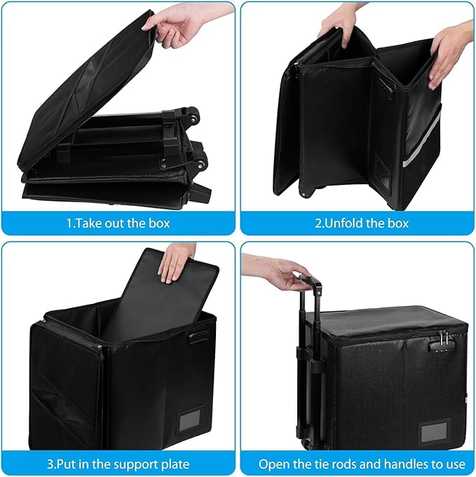 Teacher Rolling Cart - Fireproof File Cabinets for Document Safety, Portable Rolling Crate with Wheels for Teachers, for Teaching, Office