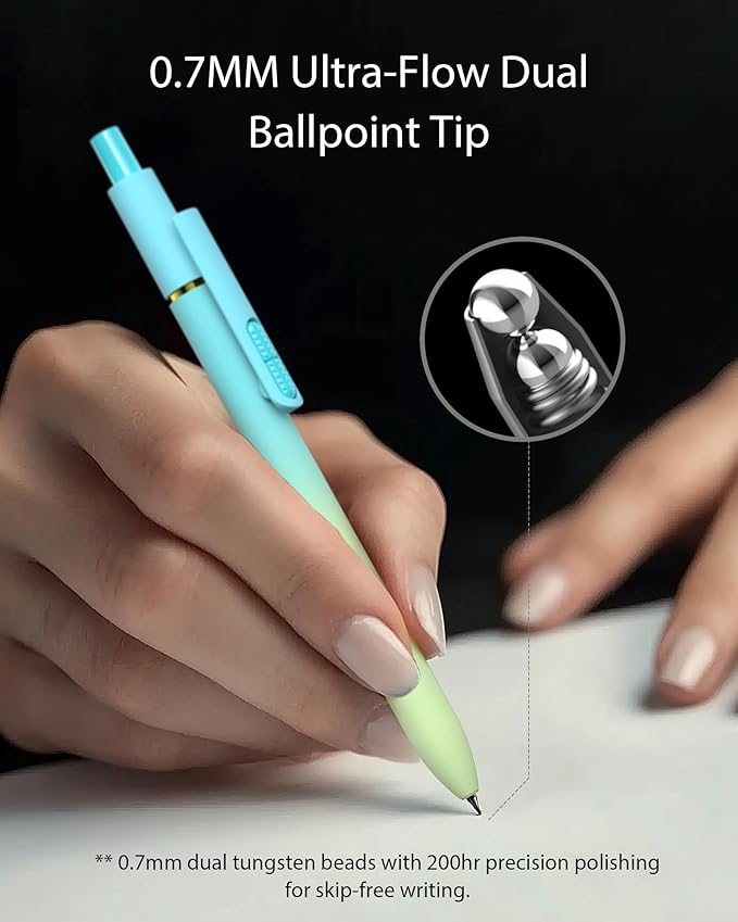 Fidget Gel Pens 8 Pack - 0.7mm Fine Point Gradient Black Ink, Smooth Writing Pens, Quick-Dry Black Ink for Journaling, School & Office Supplies, Long Lasting Aesthetic Pens, Gift for Women
