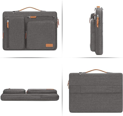 MOSISO 360 Protective Laptop Shoulder Bag,13-13.3 inch Computer Bag Compatible with MacBook, HP, Dell, Lenovo, Asus Notebook,Side Open Messenger Bag with 4 Zipper Pockets&Handle, Taupe Gray