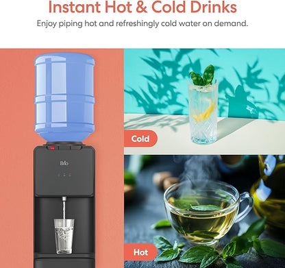 Brio CLTL130 130 Series Top-Load Water Cooler Dispenser for 3- and 5-Gallon Bottles, Hot & Cold, Spill-Free Loading, Child Safety Lock, Energy Star 3.0, Black