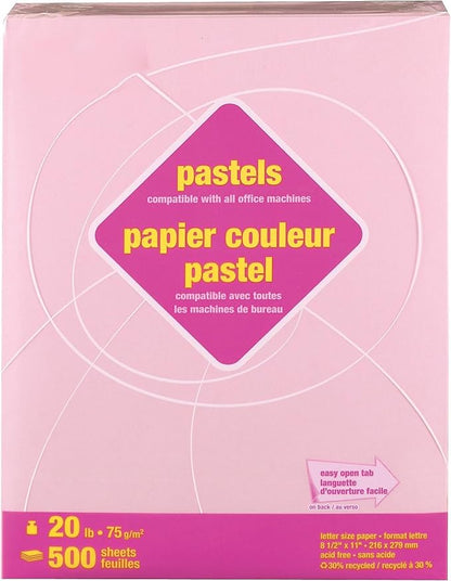 Staples 490935 Pastel Colored Copy Paper 8 1/2-Inch x 11-Inch Pink 500/Ream (14779)