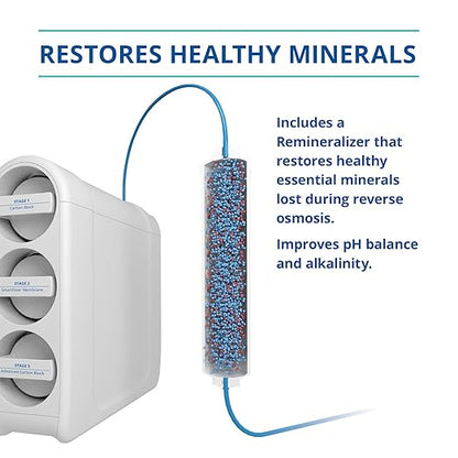Aquasana SmartFlow® Reverse Osmosis Water Filter | RO Under Sink System | WQA Certified up to 99.99% of 90 contaminants Including Fluoride, PFAS, Arsenic, Lead, and Chlorine | Chrome Faucet