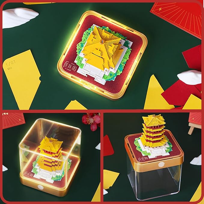 3D Time Piece Calendar 2026 DIY Calendars Tear Away Carving Art 3D Memo Pad Calendar With LED Lights sculpture artsy pads calendar notepad for Desktop Decor-Yellow Crane Tower