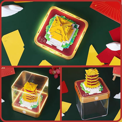 3D Time Piece Calendar 2026 DIY Calendars Tear Away Carving Art 3D Memo Pad Calendar With LED Lights sculpture artsy pads calendar notepad for Desktop Decor-Yellow Crane Tower