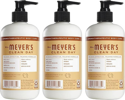 MRS. MEYER'S CLEAN DAY Hand Lotion for Dry Hands, Non-Greasy Moisturizer Made with Essential Oils, Oat Blossom, 12 oz Bottles, Pack of 3