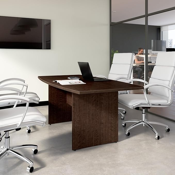Bush Business Furniture Office Conference Table with Wood Base, Boardroom Meeting Space for 6 Users, 72W x 36D, Mocha Cherry