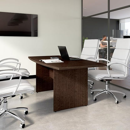 Bush Business Furniture Office Conference Table with Wood Base, Boardroom Meeting Space for 6 Users, 72W x 36D, Mocha Cherry