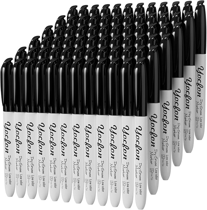Dry Erase Markers 72 Pack, Black Whiteboard Markers With Fine Tip, Low Odor Dry Erase Markers for School Office Home