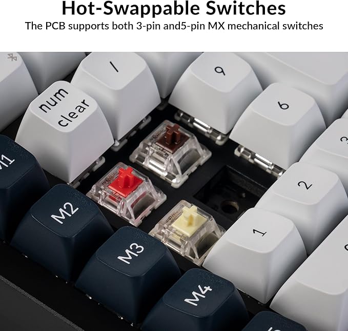 Keychron Q0 Max Wireless Custom Mechanical Numpad, 2.4 GHz/Bluetooth 5.1/Wired QMK Number Pad, RGB Hot-Swappable with Gateron Red Switch for Laptop Mac Windows Linux - Black
