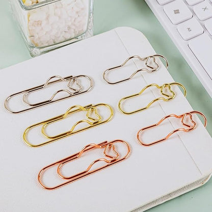 Metal Pencil Clips, 6pcs 3 Colors Heart Pen Clip Metal Pencil Clips Multifunctional Rose Gold Silver Carbon Steel Paperc, Heart Pen Clip for Notebook, for Notebooks and Papers (30PCS)