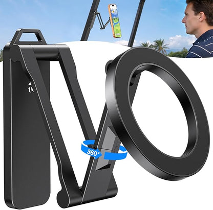 OMOTON Magnetic Golf Cart Phone Holder, [1/4" Screw+Tri-fold] Golf Gifts for Men Women Him 2026 Golf Accessories Essentials Gadgets Compatible with iPhone 17-12, Fits EZGO/Club Car/Yamaha, Black