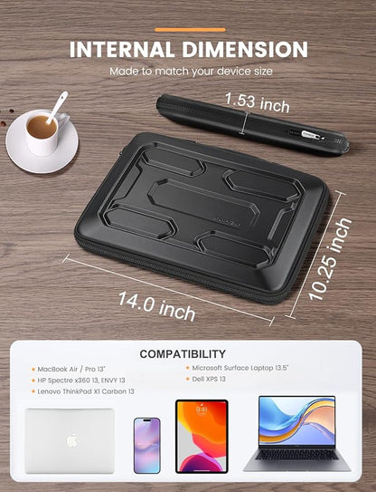 DOMISO 13.3 inch Laptop Sleeve with Handle Shockproof Computer Bag Waterproof EVA Protective Carrying Case for 13-13.3 inch Notebooks/13 MacBook Air/MacBook Pro Retina/Dell XPS 13/Samsung/HP, Black
