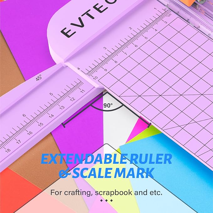 Evteck Paper Cutter 12 Inch Paper Trimmer Slider Crafting Scrapbooking Supplies for A4 Vinyl Photo Cardstock with Security Blade and Foldable Ruler