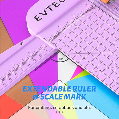 Evteck Paper Cutter 12 Inch Paper Trimmer Slider Crafting Scrapbooking Supplies for A4 Vinyl Photo Cardstock with Security Blade and Foldable Ruler