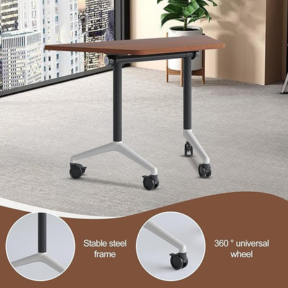 Conference Room Table, Folding Conference Table with Flip-Top Design, Mobile Seminars Dynamic Meetings Training Tables for Offices, Classrooms, and Meeting Room (8, X1915-T, 70.8)