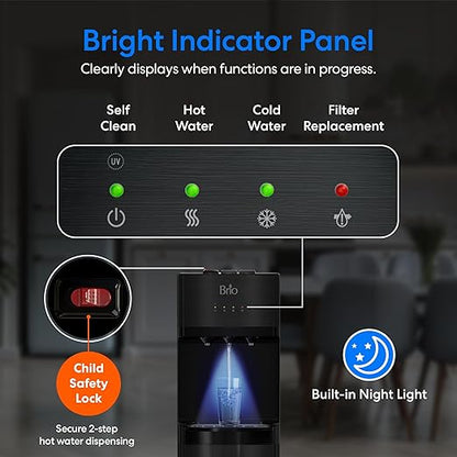 Brio 500 Series 4-Stage Bottle-Less POU Tri-Temperature Digital Self Cleaning Water Cooler Dispenser