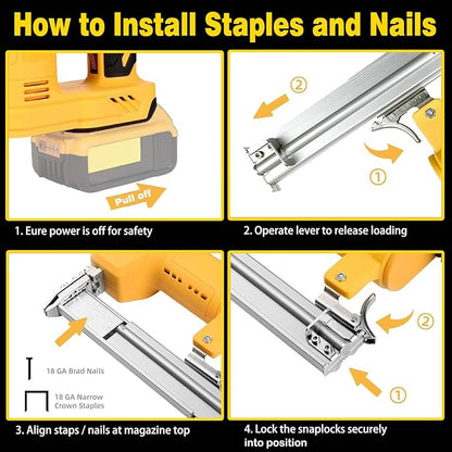 2 in 1 Cordless Brad Nailer Compatible with De wa-lt Battery, 18 Gauge Electric Nail Gun/Staple Gun with 1000 Nails & 1000 Staples for Upholstery Carpentry & Woodworking (Battery Not Include)