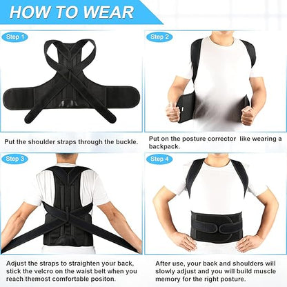 PAZAPO Posture Corrector for Men and Women - Back Brace Full Back Support Straightener for Hunchback - Upper and Lower Lumbar to Relieve,Small(24-29 Inches)