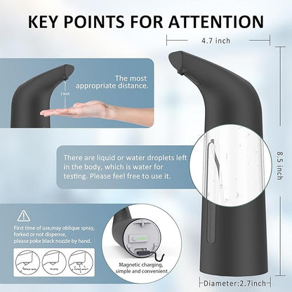 Automatic Soap Dispenser Touchless,400ML Hand & Dish Countertop Electric Liquid Rechargeable Dispenser with Sensor,Modern 4 Gear Adjustable Waterproof Kitchen Auto Soap Pump（Black）