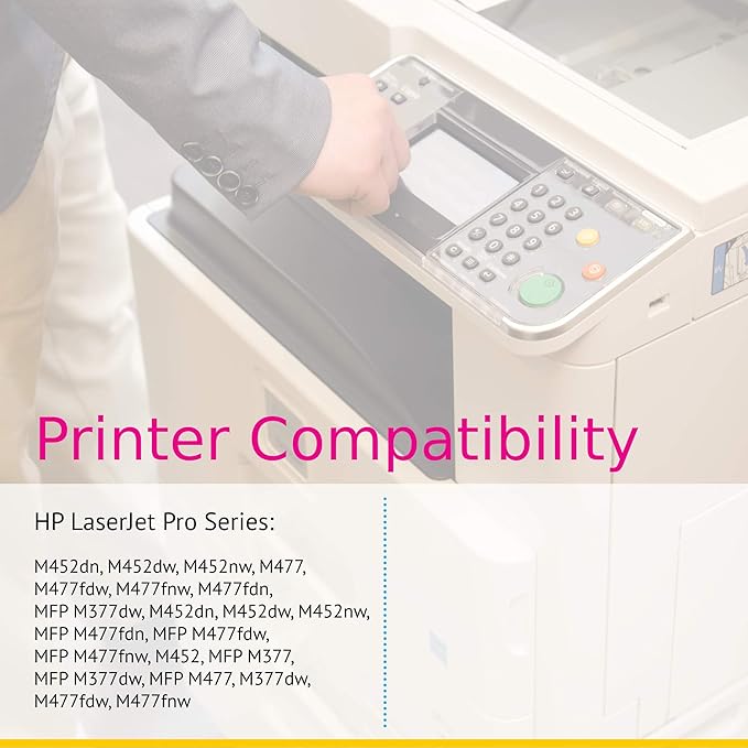 CS Replacement Toner Cartridge Compatible with HP 410X CF410X Black CF411X Cyan CF413X Magenta CF412X Yellow Pro M452dn M452dw M452nw M477 M477fdw M477fnw M477fdn MFP M377dw 4 Color Set