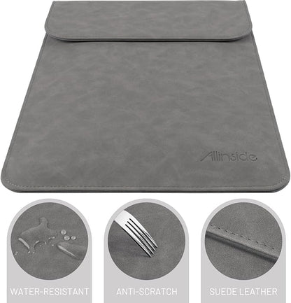 Allinside 13 inch Laptop Sleeve Case for with MacBook Air 13 2018–2025 (M2 A2681 M3 A3113 M4 A3240)/MacBook Pro 13 2016–2022 (A2251 A2289 A2338 M1 M2), PU Suede Leather Laptop Case Cover, Gray