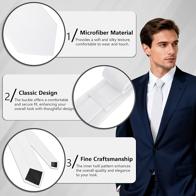 Fineknot Black Ties for Men, Formal Neckties for Men, Solid Color Mens Ties for Business, Wedding, Party, Mens Neck Tie