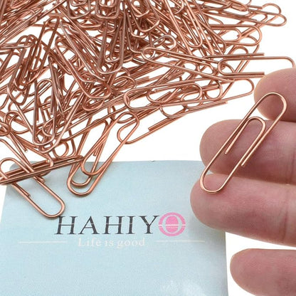 HAHIYO Paper Clips 1.3" (33mm) Length Rose Gold Paperclips Vinyl Coated Prevent Scratching Tearing The Pages Sturdy for Bookmark Organize Home Office School 120 Pack