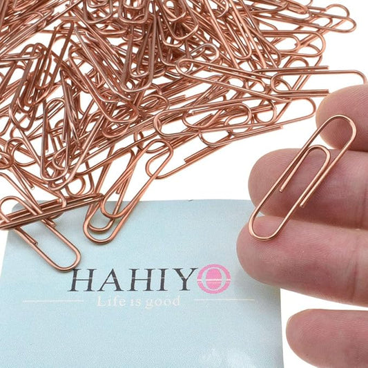 HAHIYO Paper Clips 1.3" (33mm) Length Rose Gold Paperclips Vinyl Coated Prevent Scratching Tearing The Pages Sturdy for Bookmark Organize Home Office School 120 Pack