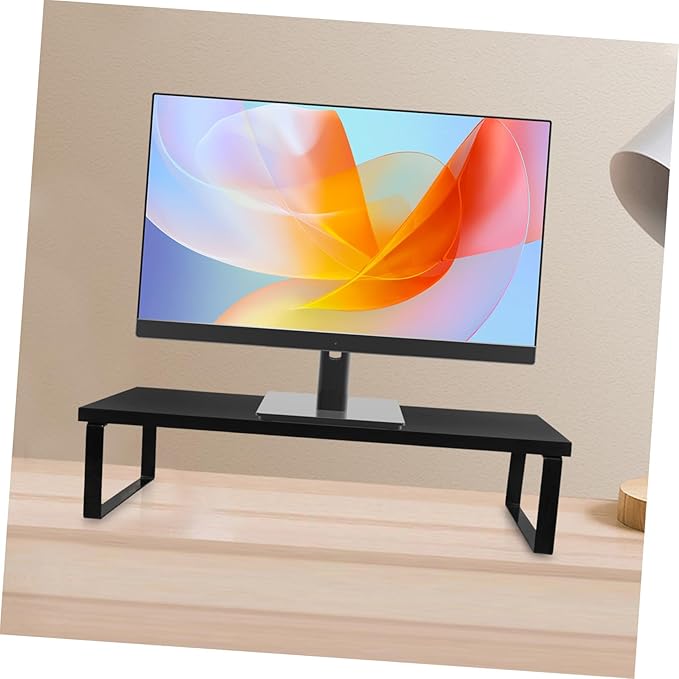 Computer Desk Stand Monitor Riser Compact Black Computer Riser for Office Home Table with Smooth Surface and Stable Elevated Design