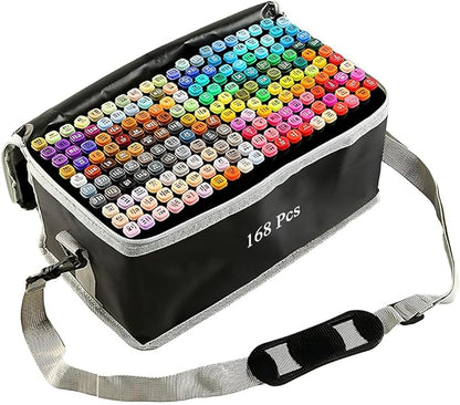 168 Colors Alcohol Markers with Base, Permanent Dual Tip Art Markers for Adults Anime Coloring Sketch Illustrations Pefect for Gift- Refillable