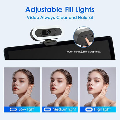 saylas 2K Webcam for PC, 2K@60FPS/1080P@60FPS Webcam with Microphone, USB Computer Camera with RGB Lights, Autofocus, Noise Cancellation, Privacy Cover, 65° FOV, Web Camera for Computer/Laptop/MacBook