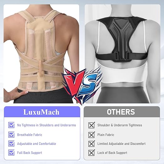 Posture Corrector for Women and Men, Back Brace with Full Back Support, Adjustable Shoulder Straightener for Upper & Lower Back Pain Relief, Scoliosis, Hunchback (Large, Beige)