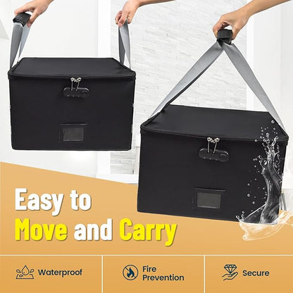 File Box with Hanging Folders Important Fireproof Document Organizer with Lock Collapsible Portable File Box with Handle for Home or Office for Hanging Letter & Legal Folder
