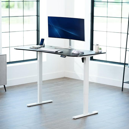 VIVO Electric 63 x 32 in Standing Desk, Memory Height Adjustment, 1B Series, Black Top White Frame, DESK-KIT-1W1B