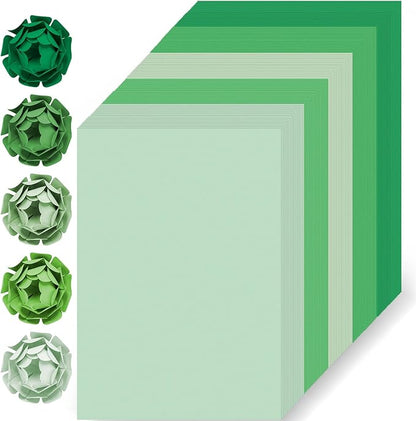 100 Sheets Green Colored Cardstock Thick Paper, 5 Colors Assorted Blue Colored Card Stock Paper 65lb/180gsm Perfect for Festive Decor DIY Greeting Cards Arts and Crafts