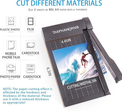 Mini Paper Trimmer,Guillotine Compact Paper Cutter, 1/4-Inch Grid for Precision Cutting, Straight Cuts Up to 3 Sheets, Perfect for Photos,Coupons,Card Making and Small Craft Projects (Grey)