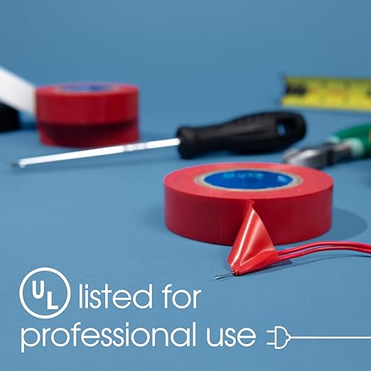 SPARTAN INDUSTRIAL - 3/4" X 66' Red Vinyl Tape - 24 Rolls of Colorful Electrical Tape for Color Coding, Cable Repair, and More