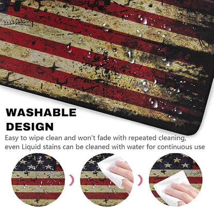 American Antique Flag Patterns Desk Mat, Large Gaming Mouse Pad Non-Slip Rubber Base with Stitched Edges, Waterproof Protection for PC Laptop Home Office Desk Decor (31.5x15.7in)