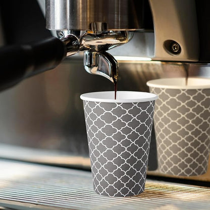 JOLLY PARTY [100 Sets] 12 oz Paper Coffee Cups, Disposable Coffee Cups with Lids, Sleeves and Straws, Hot Cold Beverage Drinking Cup for Water, Coffee or Tea, To-Go Cup Suitable for Office and Travel