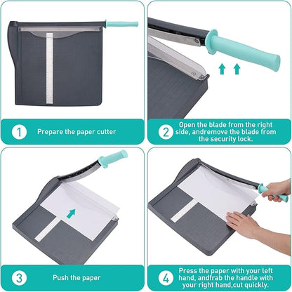 Paper Cutter, Paper Slicer with Safety Guard and Blade Lock, 12" Cut Length Guillotine Paper Cutter with 16 Sheet Capacity, Paper Cutters and Trimmers for Cardstock Cardboard (Gray)
