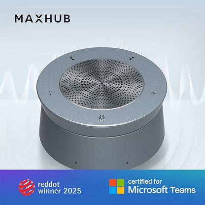 MAXHUB BM45 Conference Speakerphone, Meeting Speaker and Microphone for Audio Conferencing, 8-Mics Array 360° Sound Pickup 26ft Range, AI Noise Suppression Plug-and-Play, Certified for Microsoft Teams