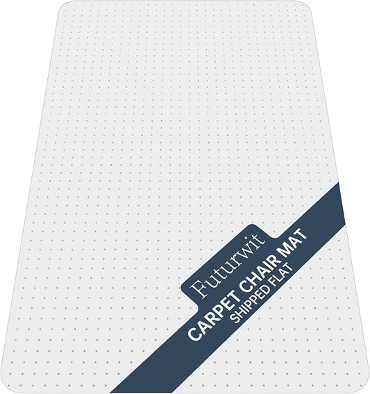 Office Chair Mat for Medium Pile Carpeted Floor, Ship Flat 48"x30" Heavy Duty Floor Protector for Desk, Plastic Rolling Clear Floor Mats, Smooth Glide, No Divot, Rectangular