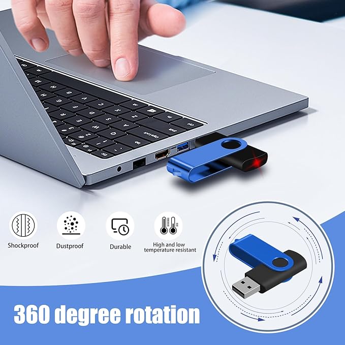 EASTBULL 16GB USB Flash Drive Bulk Thumb Drives 20 Pack with Lanyards USB 2.0 Memory Sticks Zip Drive Pen Drive for Storage and Backup Blue 20PCS 16GB
